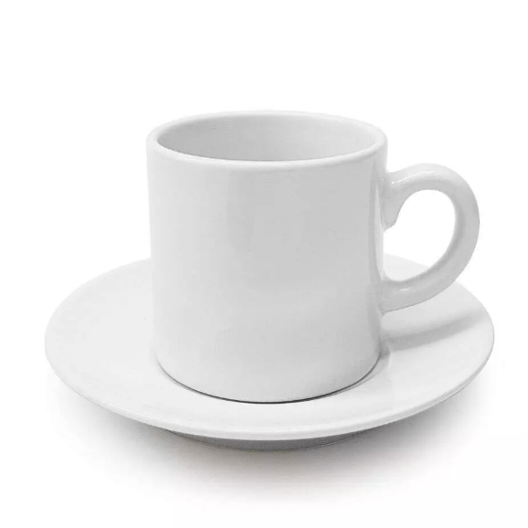 Xicara de Cerãmica Branca para Café com Pires - 88ml