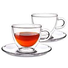 Xícara de Vidro Cristal com Pires Double Wall Elegance de Café para Sublimação - 90ml